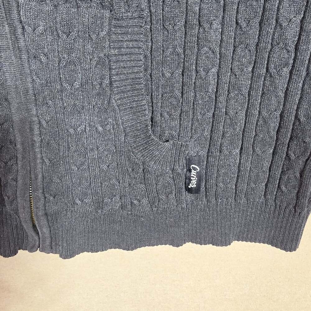 Curves Womens dark Gray Cable Knit Full Zip Hooded cardigan Size M Regular Fit - Picture 3 of 13